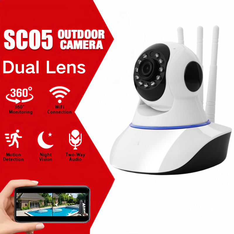 TOTOO Kamera IP CCTV V380 Pro dengan 3 Antena Wireless Wifi jarak jauh lewat hp