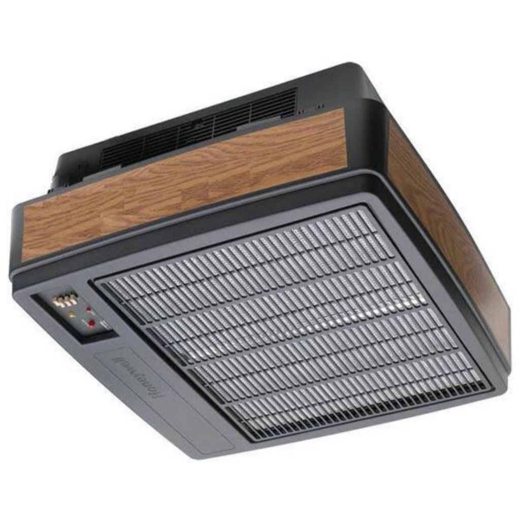 Honeywell F90A Pembersih Udara Elektronik Komersial, Abu-abu/Woodgrain dengan Trim Hitam, 148 m²