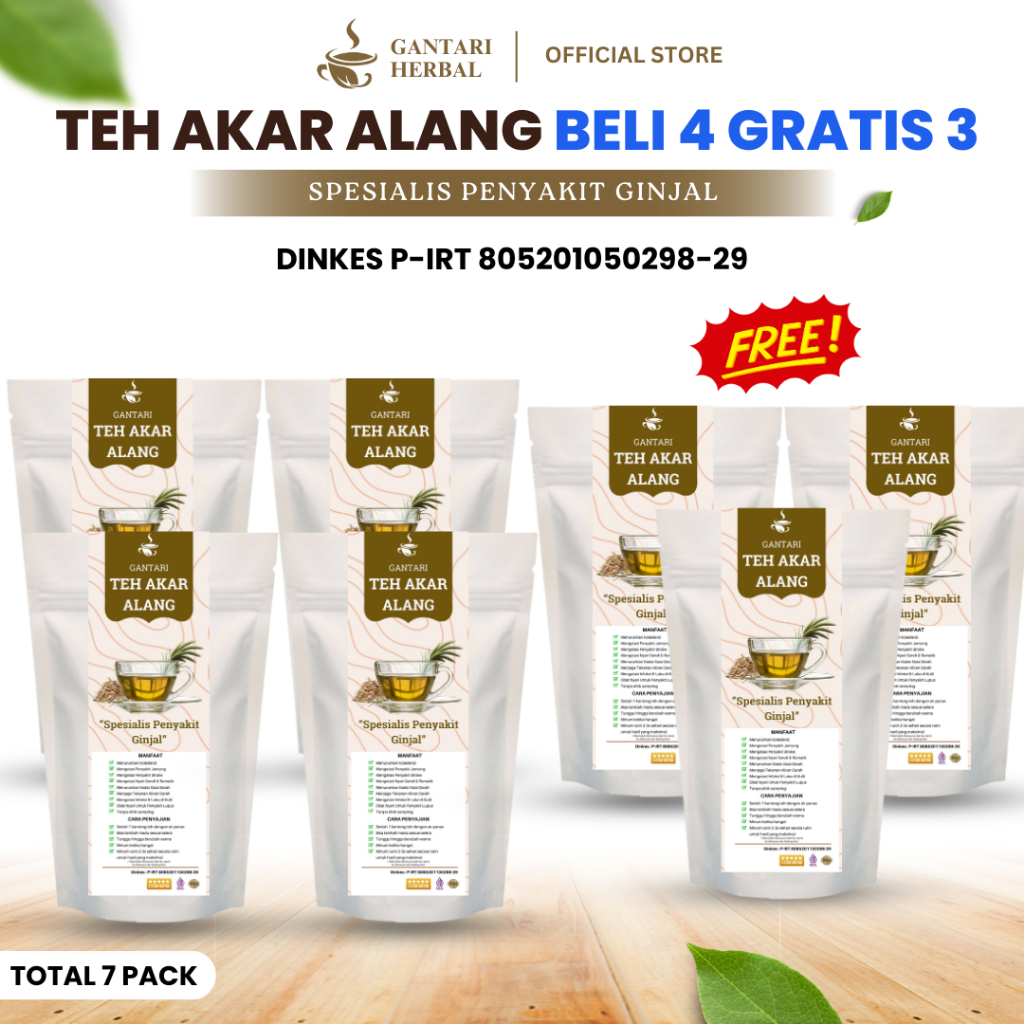 

Gantari Teh Akar Alang-Alang / Mengatasi Penyakit Ginjal 20 Kantong Teh / Paket 7 Pack