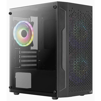 AEROCOOL TRINITY MINI V2 BLACK - mATX TEMPERED GLASS CASE