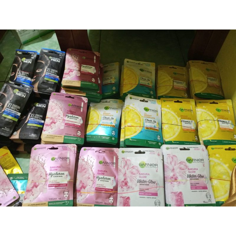 [ ready ]Garnier Serum Mask Sakura Glow Water Glow / Sheet mask / Masker Wajah