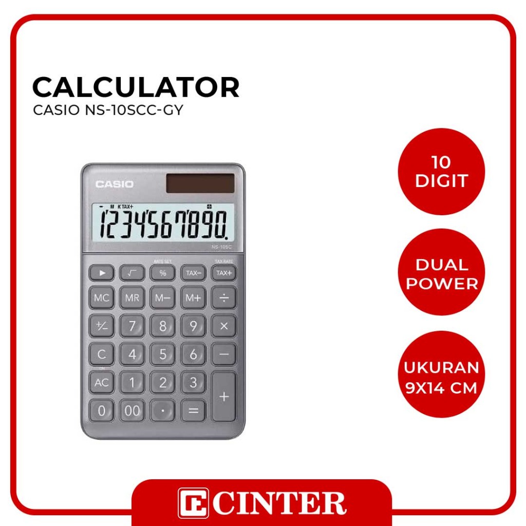 

CASIO - CALCULATOR / KALKULATOR / ALAT HITUNG NS-10SCC-GY 10 DGT 9 X 14 CM