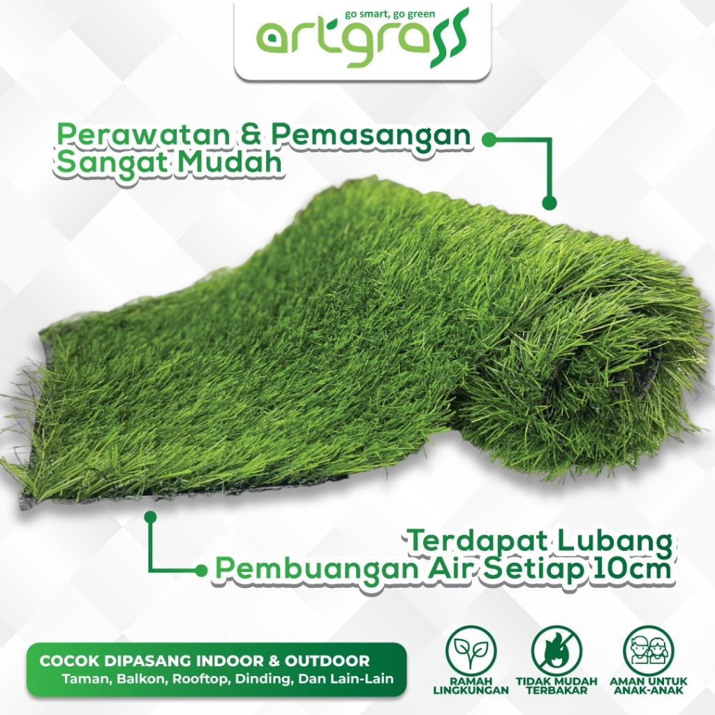 Rumput Sintetis Indo All Type Tinggi 10MM 20MM 30MM 40MM | Dekorasi Rumput Sintetis Indoor Outdoor