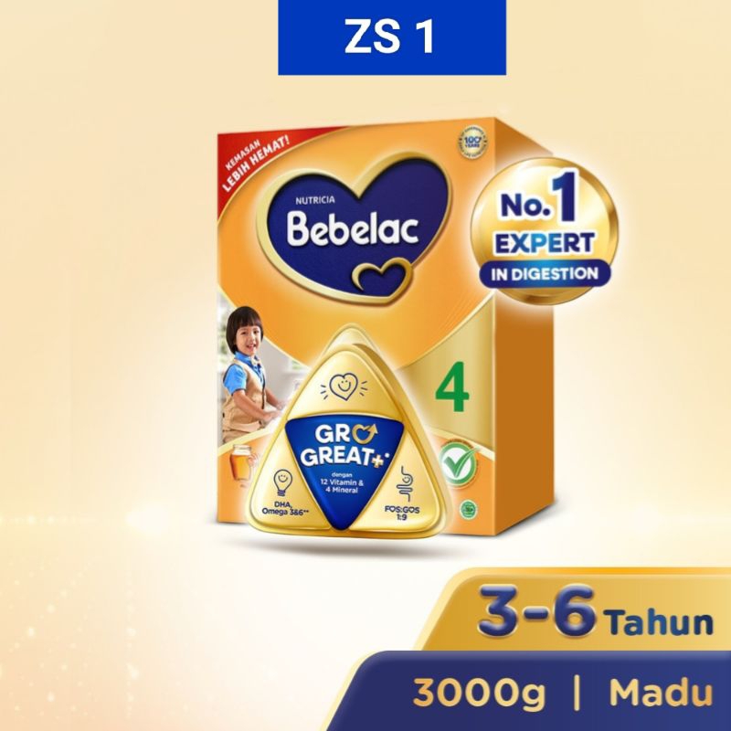 

Susu Bebelac 4 (>3 Tahun) Gro Great+ Rasa Vanila / Madu 3000 Gram