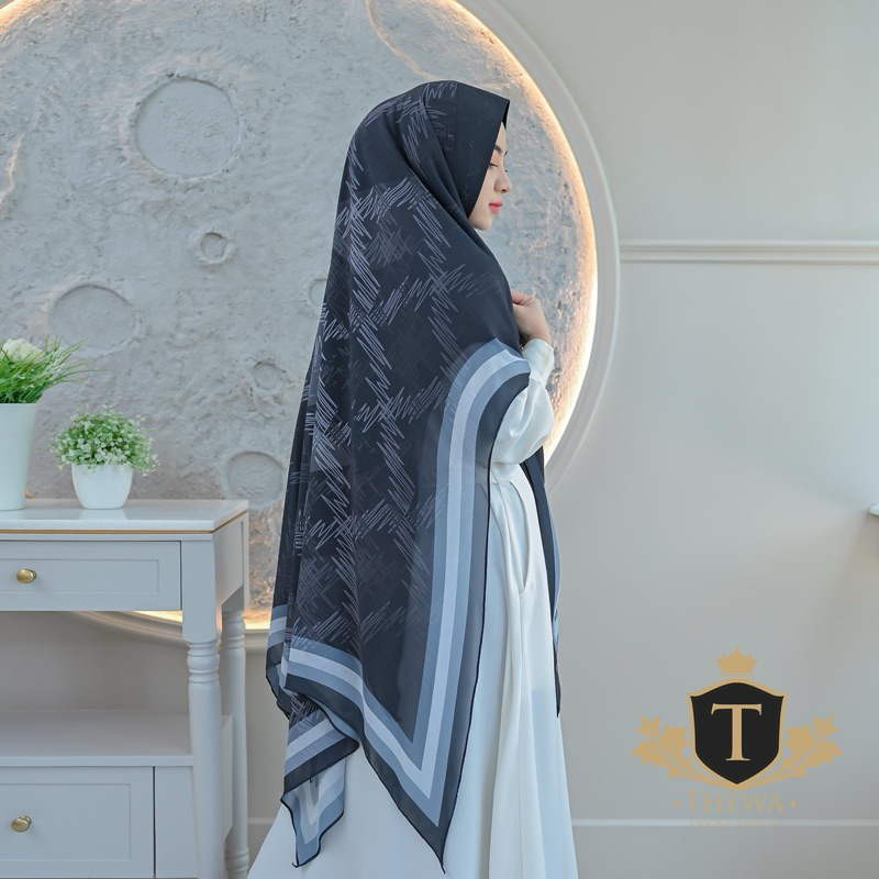 THEWA - Hijab Khimar Arani Payet Digital Printing Kerudung Ceruty Babydoll