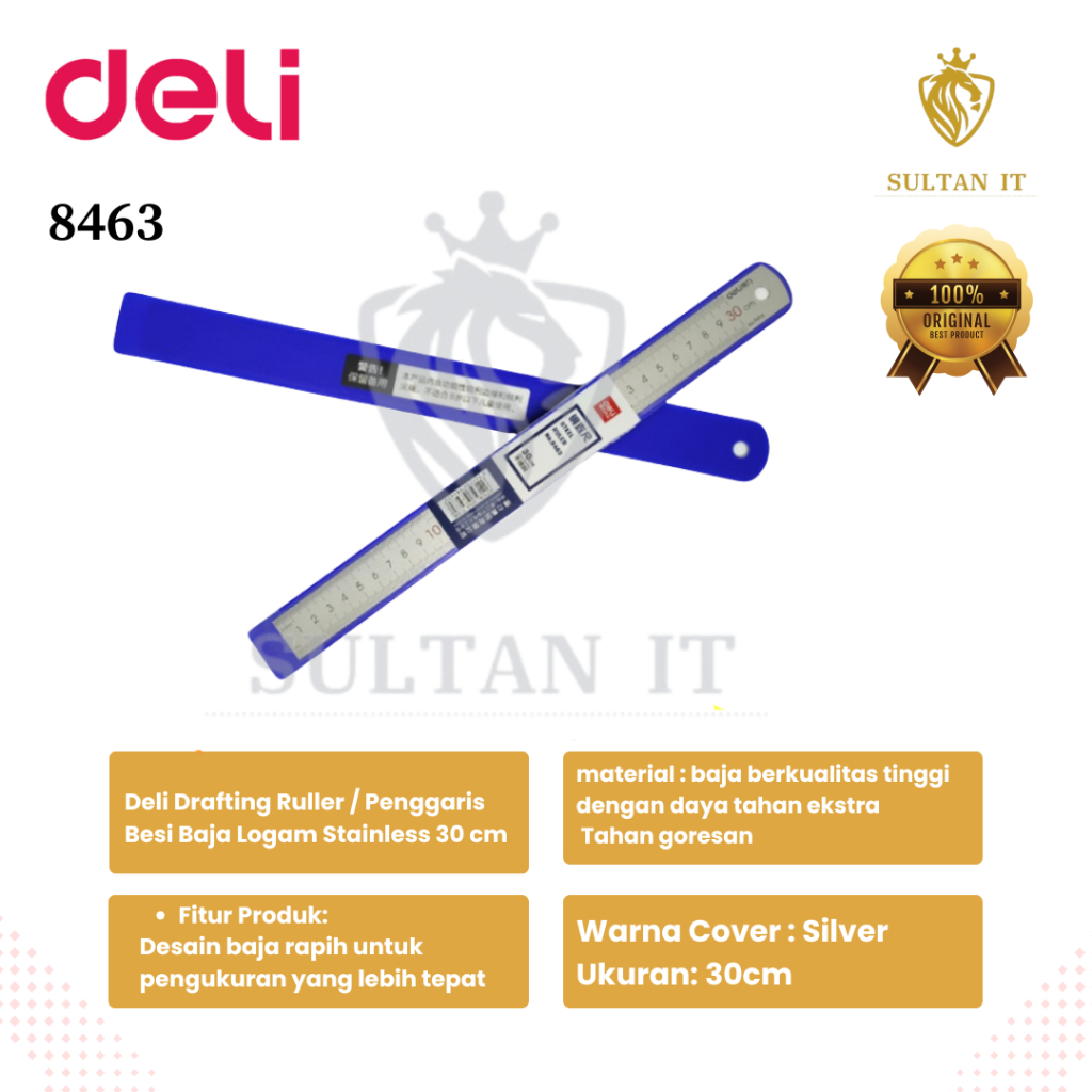 

Deli Penggaris . Penggaris Steel 30cm 8463 / Mistar Plastik 30 cm E6230 / Twistable Ruler 20 cm (8 inch) EH650 Original
