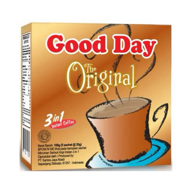 

Kopi Good Day 3 In 1 Instant Coffee Original Kemasan Box Isi 5 Sachet 100gr