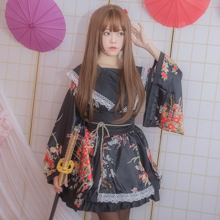 CC2 black sailor yukata kimono lolita waloli cosplay costume kostum