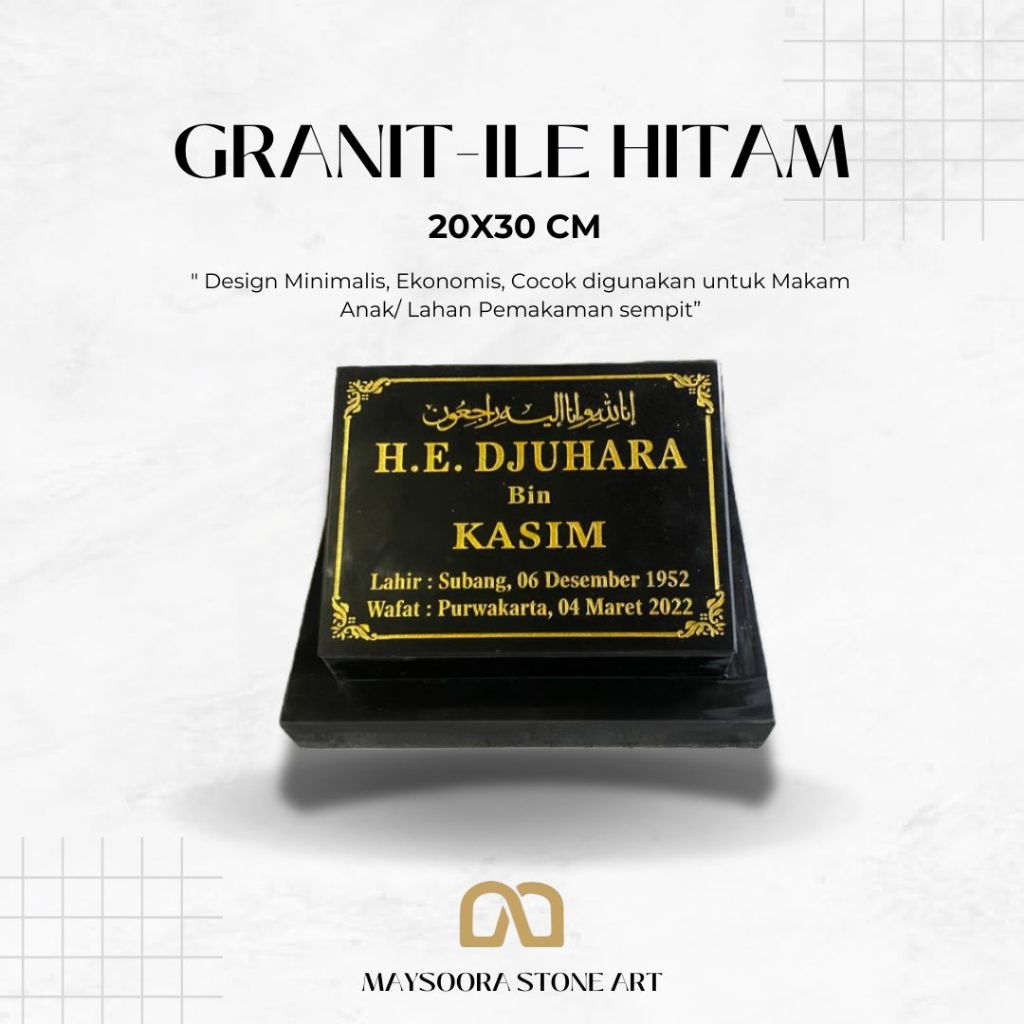 BATU NISAN DUDUKAN GRANIT-ILE 20X30CM