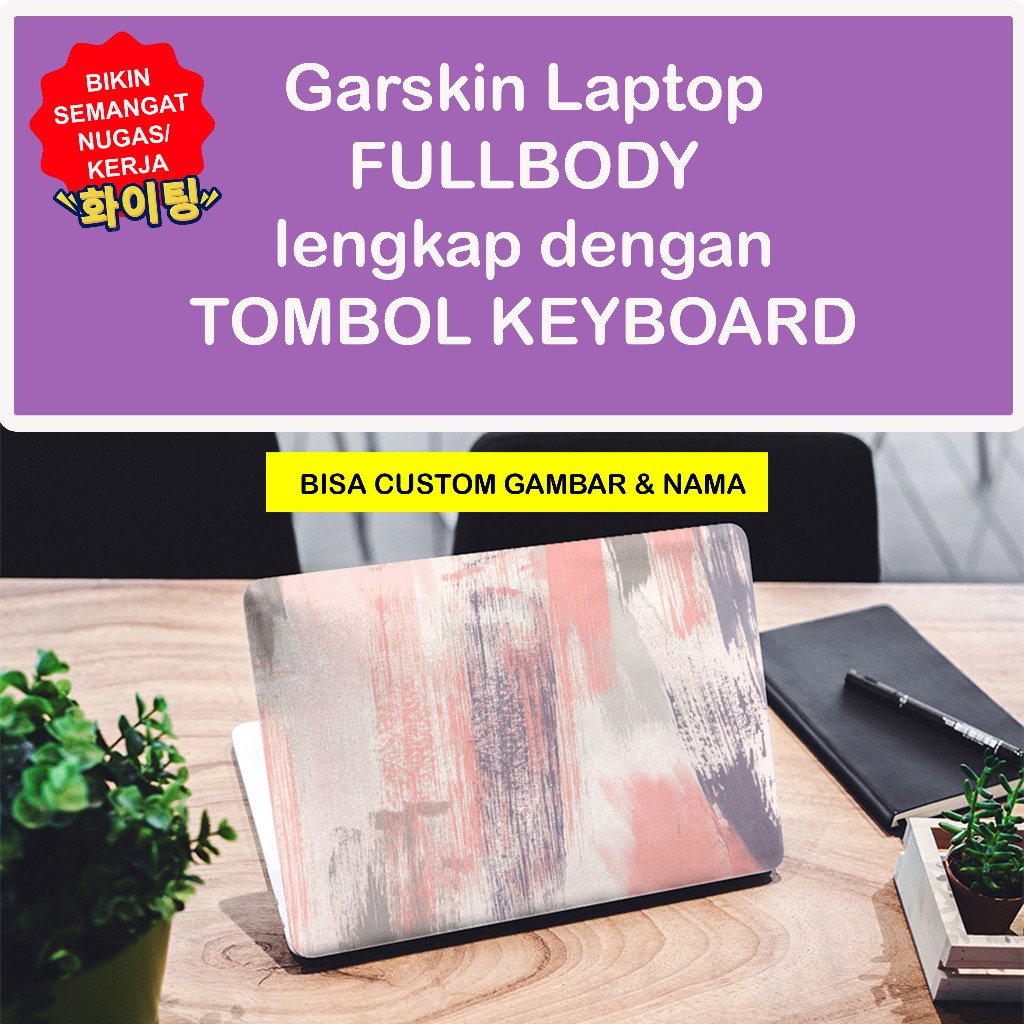 Garskin Laptop Stiker Anti Gores Full Body Abstrak Pastel Custom 10 12 13 14 15 inch Universal Untuk