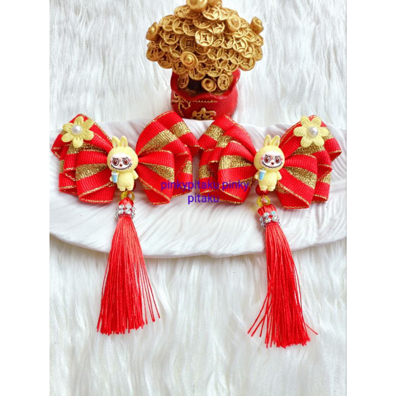 Jepit Rambut  Merah Imlek / Pita rambut MERAH IMLEK /Jepitan Rambut LABUBU/ Pita IMLEK CNY