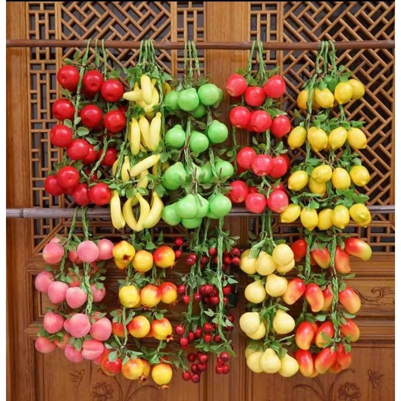 Buah imitasi pajangan renteng / Buah renteng / Buah simulasi palsu untuk jus pajangan