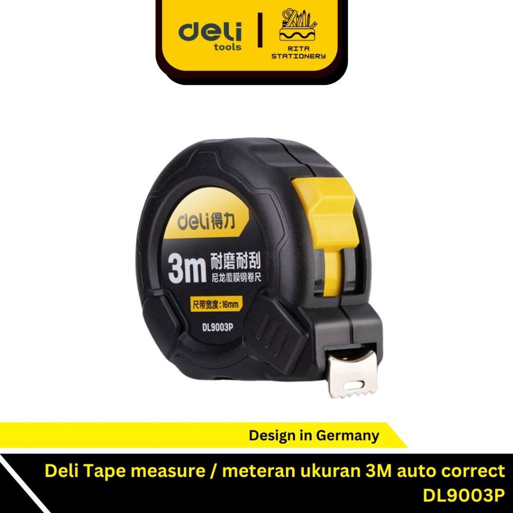 Deli Tape measure / meteran ukuran 3M auto correct DL9003P / Meteran tukang bangunan (DELI TOOLS)