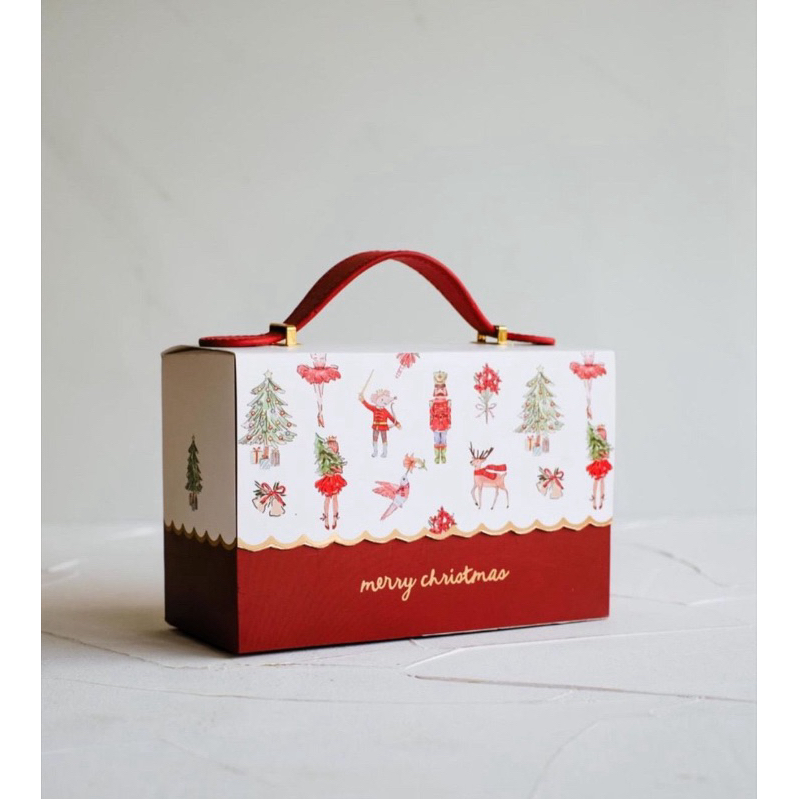 

Box Hampers Natal Handle Kulit / Christmas Bag Leather Handle / Goodie Bag Tas