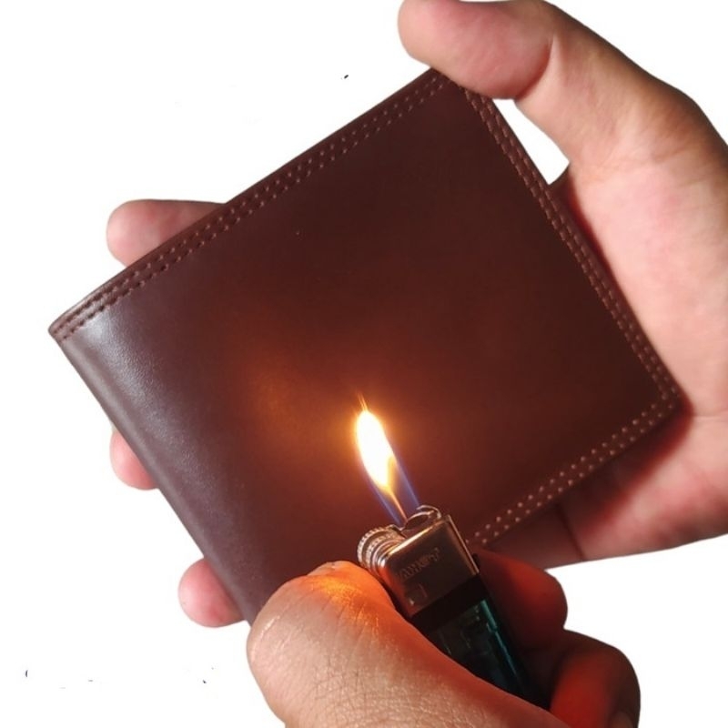 Dompet Kulit Pria Cowo Cowok Kulit Asli Crazy Horse Vintage Gantungan Kunci Dompet STNK Berdiri Vert