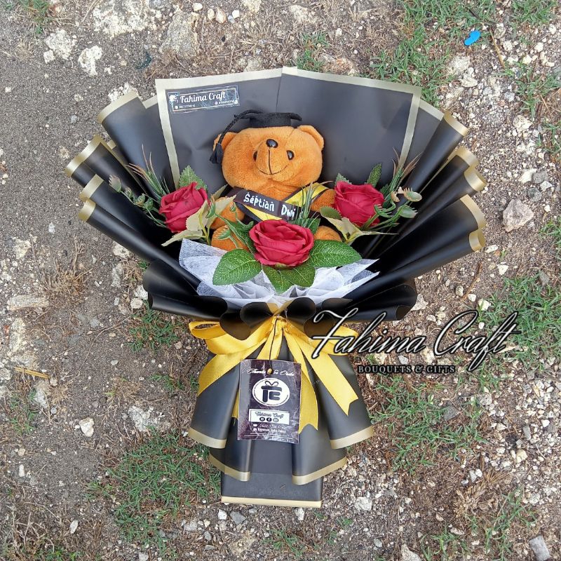 BUKET WISUDA TERMURAH/BUKET WISUDA/BUKET HITAM/BUKET BONEKA