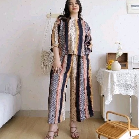 Nagita setelan baju atasan dan celana kulot batik richa setelan 78 panjang katun rayon dewasa wamita