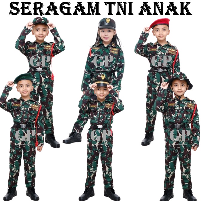 KODE Q1G BAJU SERAGAM TNI ANAK  KOSTUM SERAGAM TNI ANAK KOMPLIT  KOSTUM TNI ANAK  BAJU TENTARA ANAK 