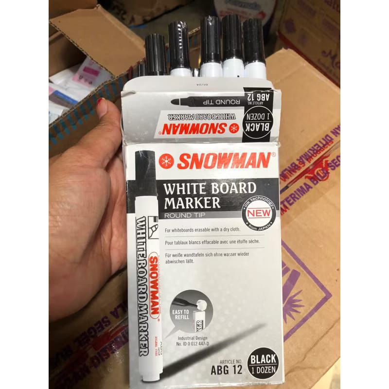 

(12pcs/Lusinan)Spidol Snowman Permanent Ag Hitam,Snowman White Board Ag12