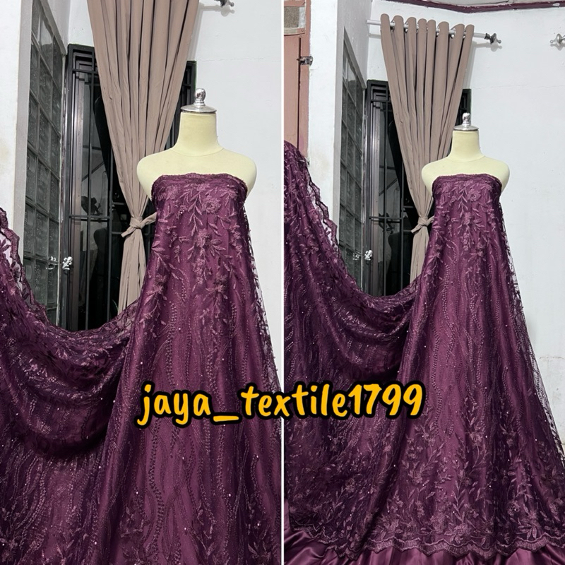 New Kain Bahan Tile Akar Mutiara Bordiran / Cocok buat gamis, tunik, dress, atasan, dll