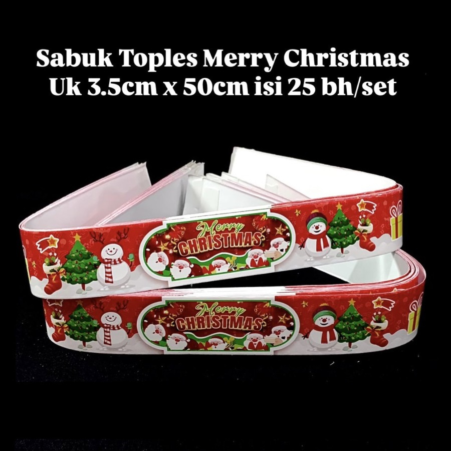 

( 25 pcs) Paper Belt Merry Christmas Sabuk Toples Kue Kering Hampers Natal 50cm