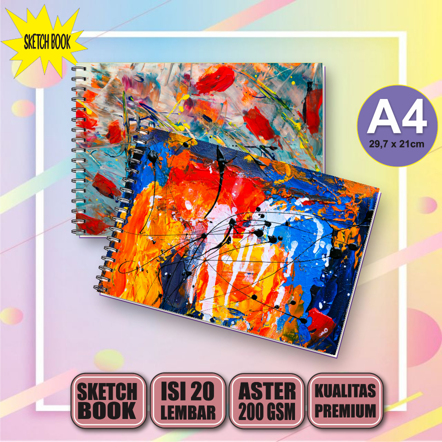 

Sketchbook Abstrak Art A4, Buku Gambar Vertikal Jilid Spiral 20 Lembar/40 Halaman