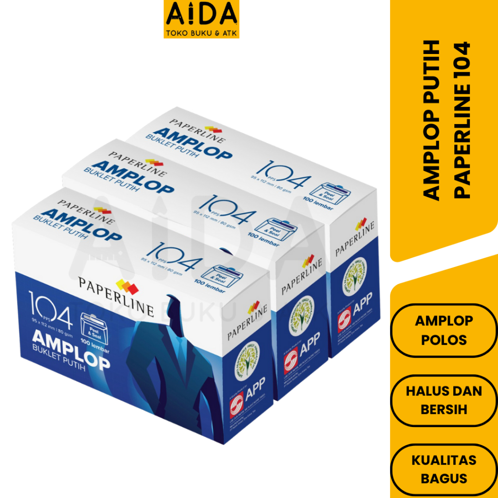 

Amplop PAPERLINE putih polos 104 PPS dengan LEM / SEAL 80 GSM