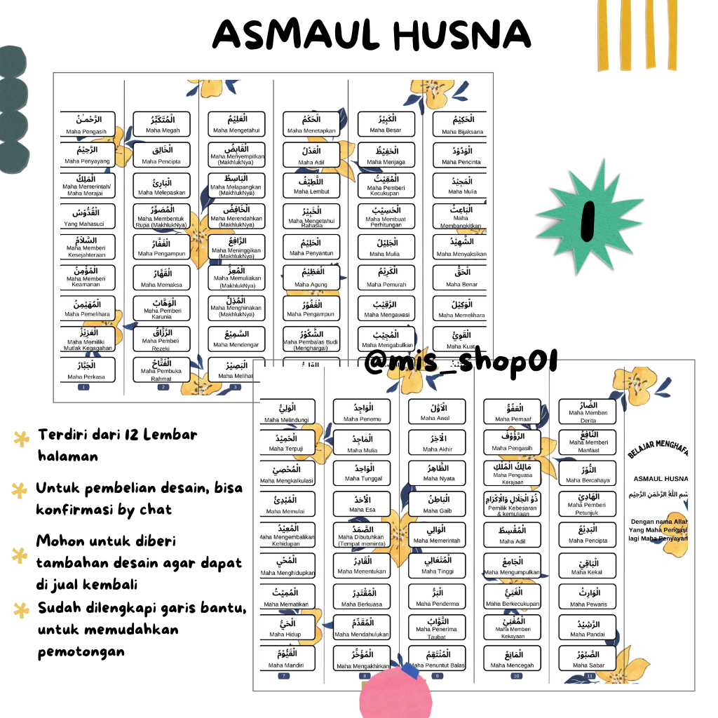 

Flashcard Asmaul Husna edukasi islami