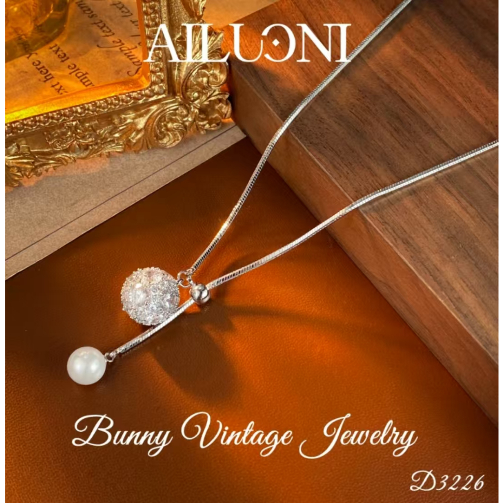 [PANDORO] Rantai Sweater Wanita Gaya Korea Baru, Serbaguna dan Modis-Gemini Ball-D3226