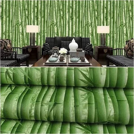 Wallpaper motif salur bambu GH067 wallpaper salur hijau 45 x 8M Wallpaper Dinding Ruang Tamu Terbaru