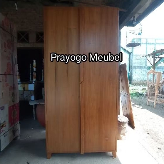 Lemari pakaian minimalis retro kayu jati almari baju jati pintu 2