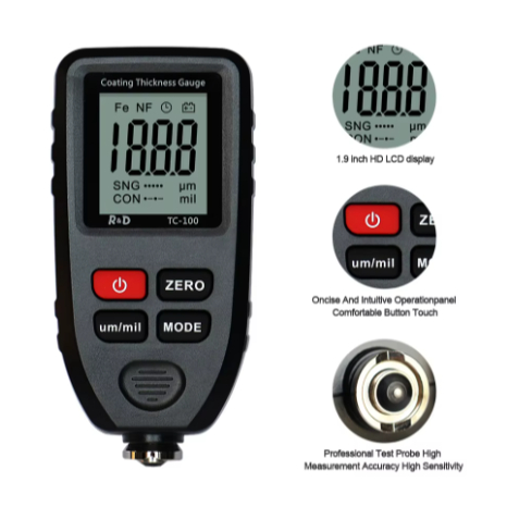 SOF R&D TC100 Coating Thickness Gauge 0.1micron/0-1300 Alat Ukur Ketebalan Lapisan Cat Mobil Menguku