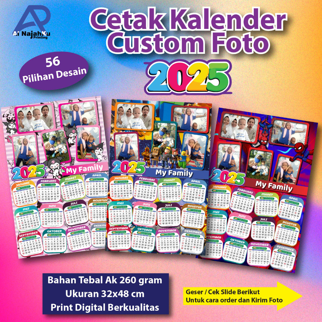 

Kalender Dinding Foto Sendiri 2025 Custom Tema Karakter