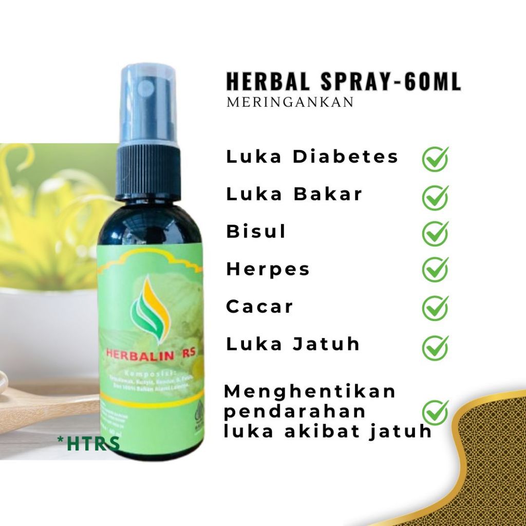 Minyak Obat Luka Diabetes Herbalin RS Spray-Membersihkan Bekas Luka Operasi,Luka Bakar,Herpes,Cacar