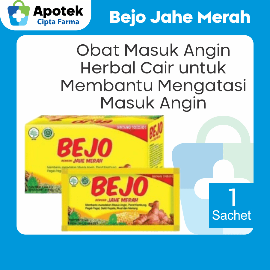 

Bejo Jahe Merah Sachet Mint Madu Cabe Jawa Obat Herbal Masuk Angin Kembung Pegal Sakit Kepala Mual dan Daya Tahan Tubuh