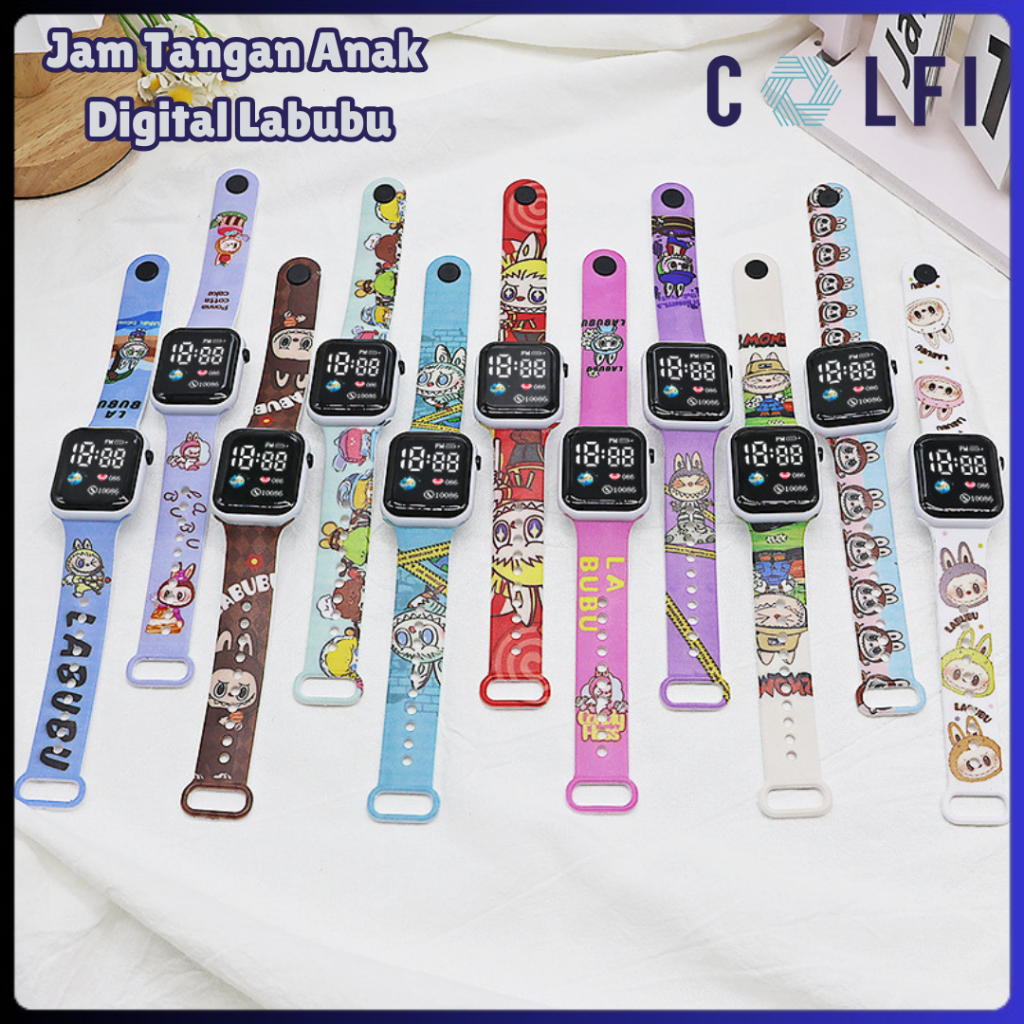 Colfi Jam Tangan Digital Anak LED Screen Strap Kartun Labubu Lucu Anti Air / Jam Tangan Elektronik K