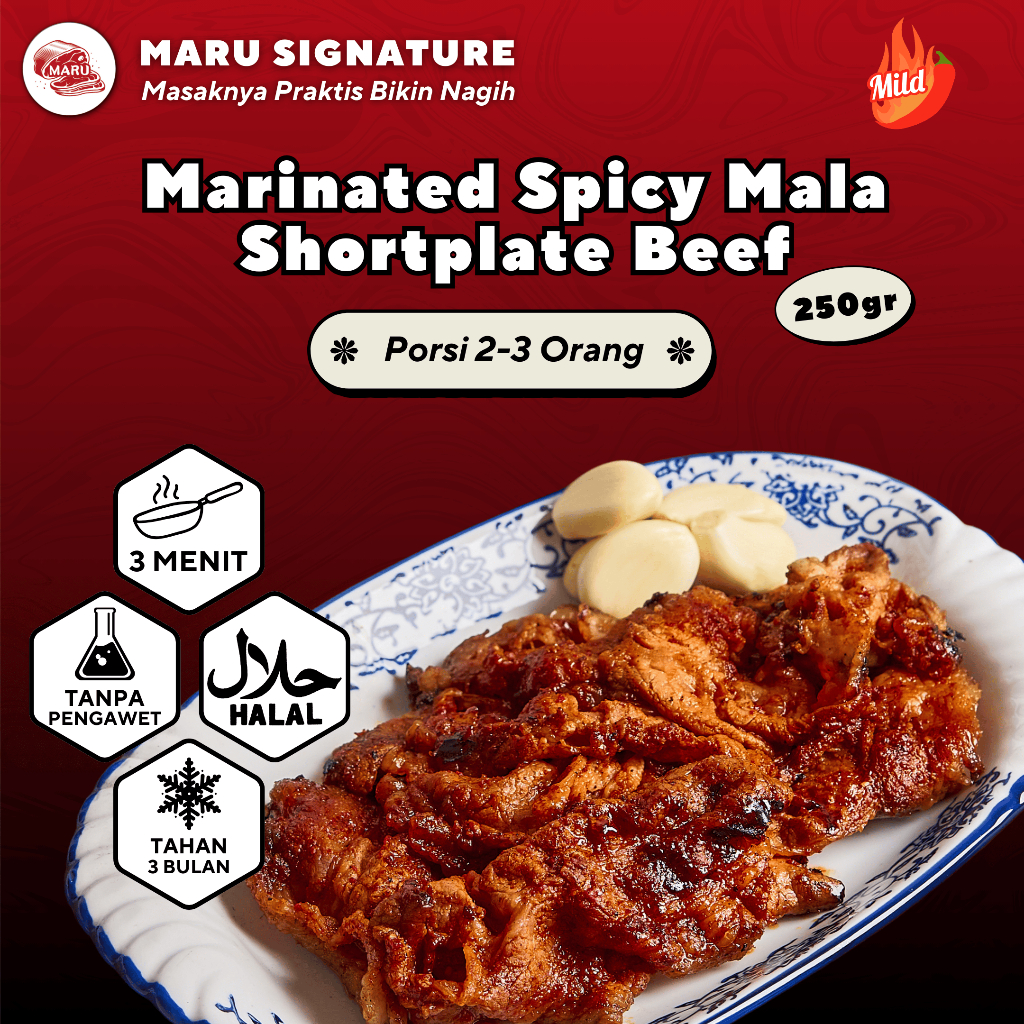 

MARU SIGNATURE Daging Sapi Slice Marinasi Bumbu Spicy Mala 250gr Halal