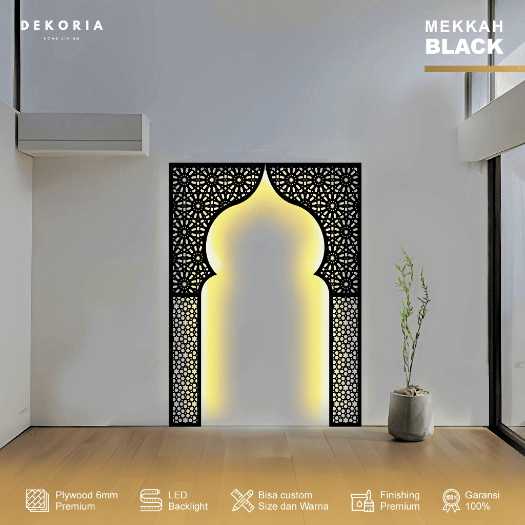 Mihrab Mushola Rumah Estetik Islamic + LED | MEKKAH