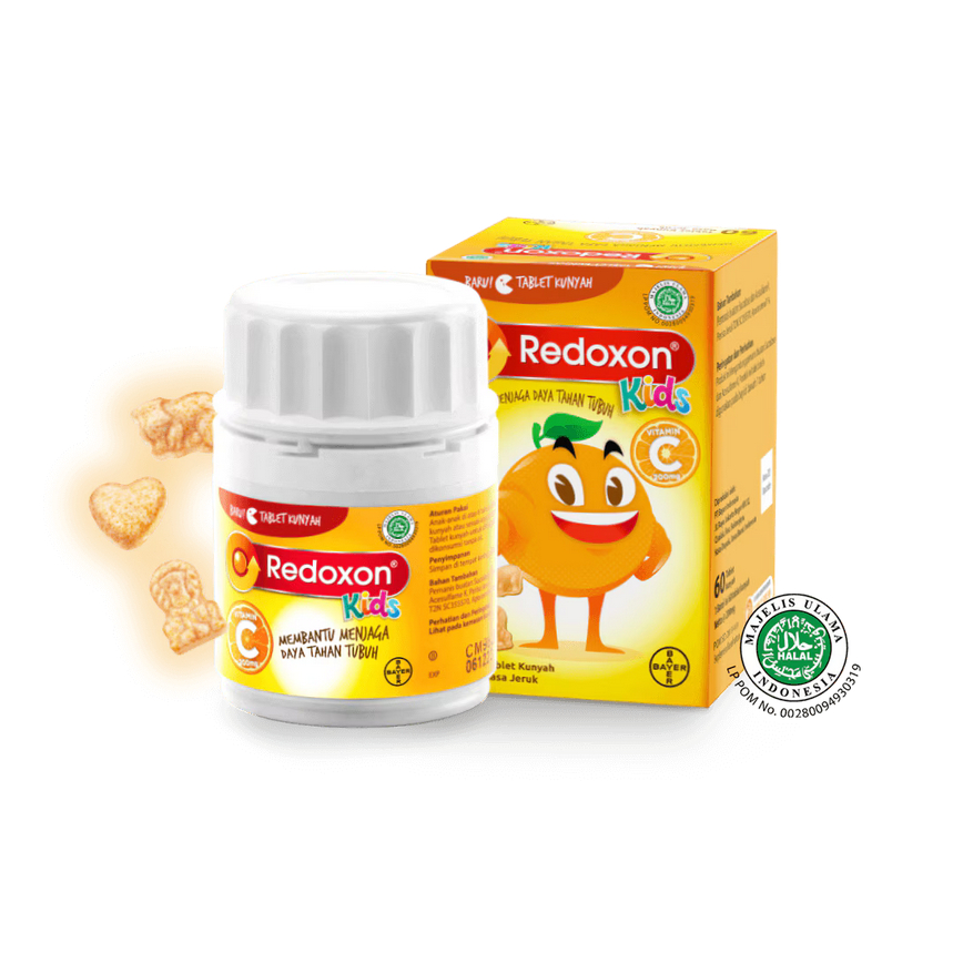 Redoxon Kids Vitamin C Tablet Kunyah 60's Bayer / Redoxon Chew Kids Vitamin C