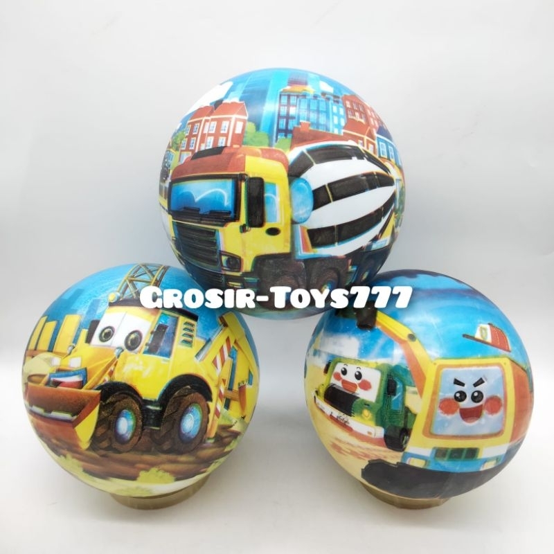 Mainan Bola Karet / Bola kaki Gambar Tayo Excavator / WL-15