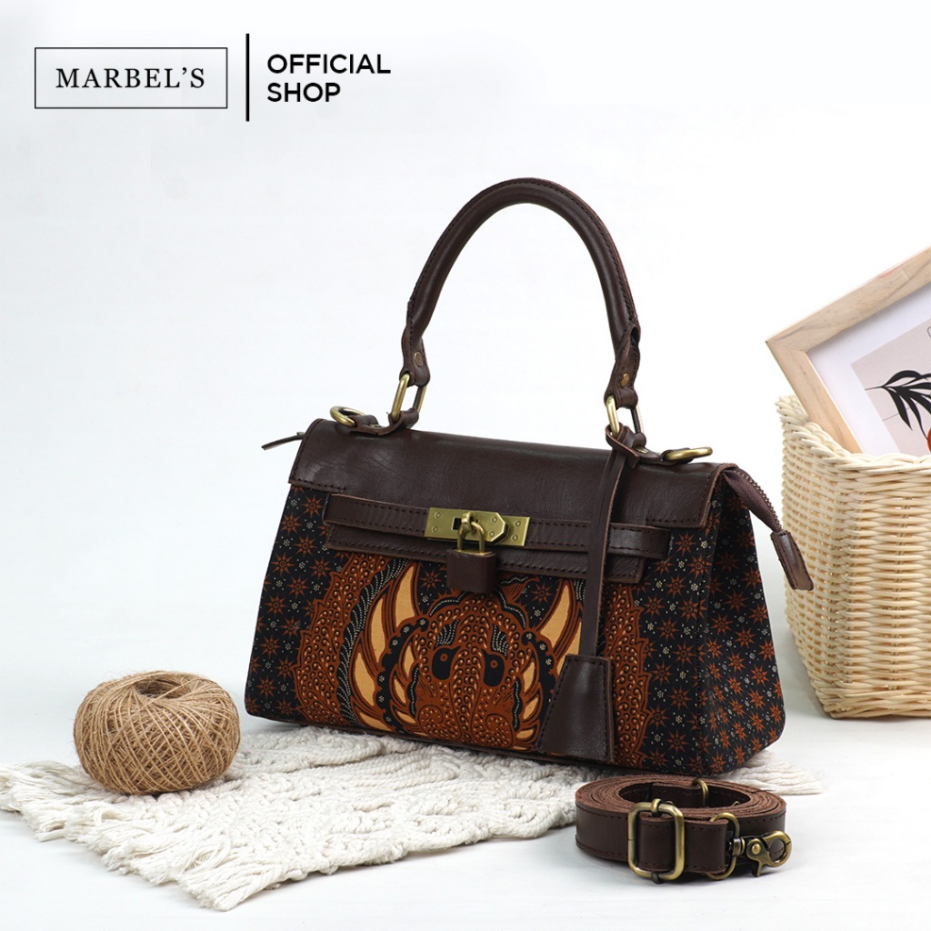 Beluna Bag - Tas Jinjing Premium Motif Batik Truntung Garuda | Handbag Kulit Sapi Kombinasi Batik