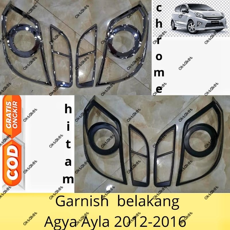 Garnish belakang sporty Agya Ayla 2013 2014 2015 2016 2012  Hitam + Chrome