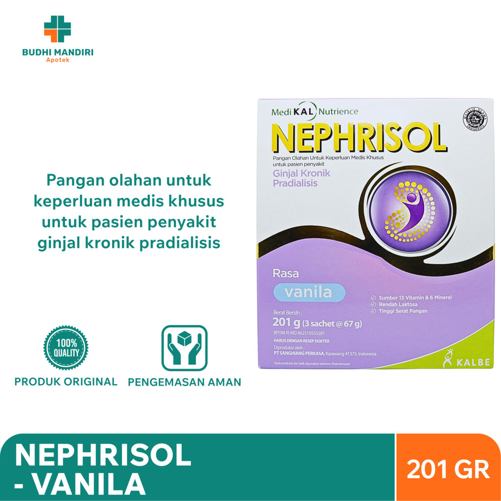 

Nephrisol Vanila 201g - Pangan Olahan untuk Gangguan Ginjal