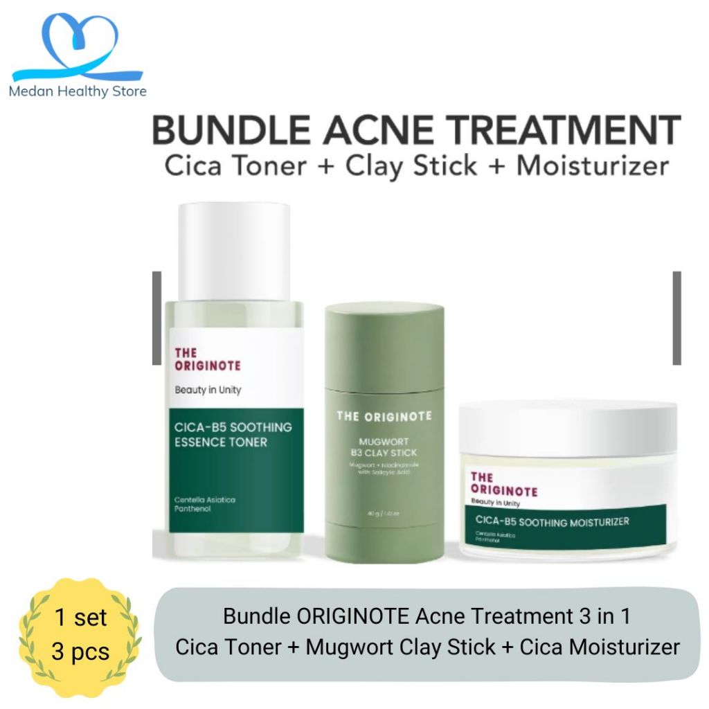 THE ORIGINOTE Bundle Acne Treatment 3in1 Toner+Masker+Pelembab - Paket Perawatan Jerawat