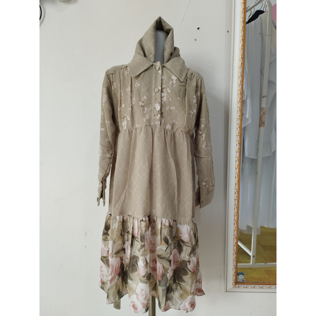 Gamis Nasya Anak Motif Cantik Set Hijab