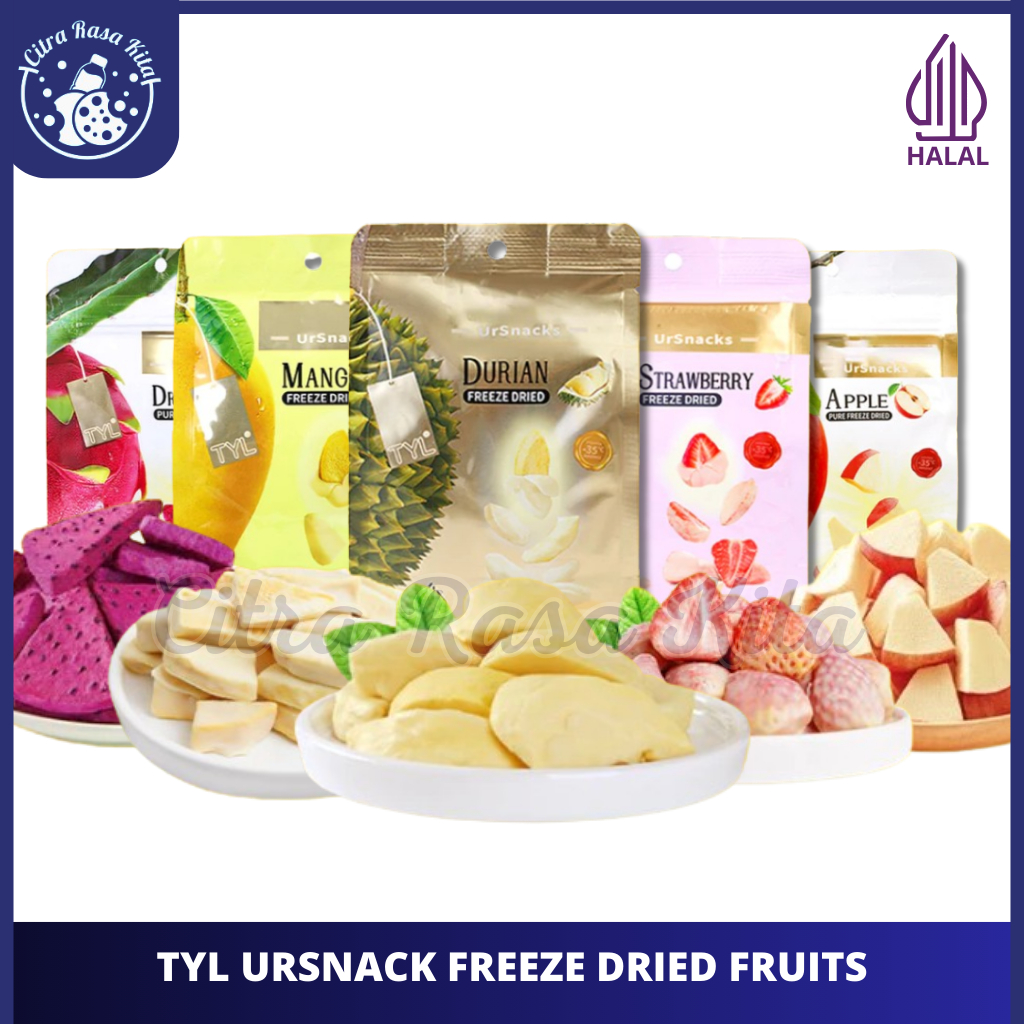 

TYL Ursnack Freeze Dried Fruits Snack Durian Vacum / Freeze Dried Strawbery Mango Apel Dragon Fruit