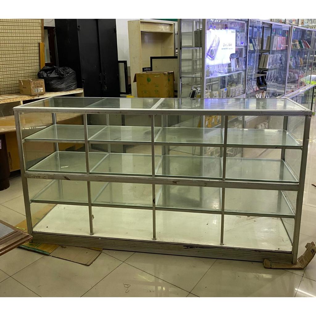 LEMARI RAK DISPLAY ETALASE KACA SUSUN SECOND SEKEN BEKAS UK 223x65x120
