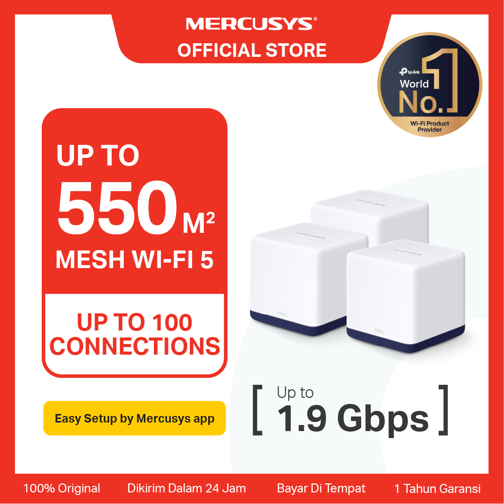 Mercusys Halo H50G (1/2/3 PACK) AC1900 Gigabit Dual Band Wireless Whole Home Mesh WiFi Router System