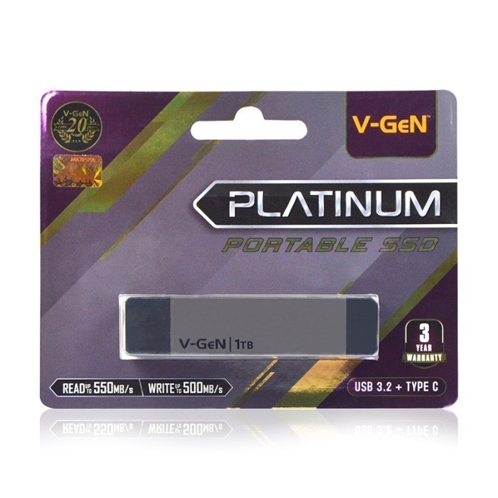 1 tb SSD VGEN PLATINUM PORTABLE USB 3.1 & TYPE C (550MB/s) - 1TB