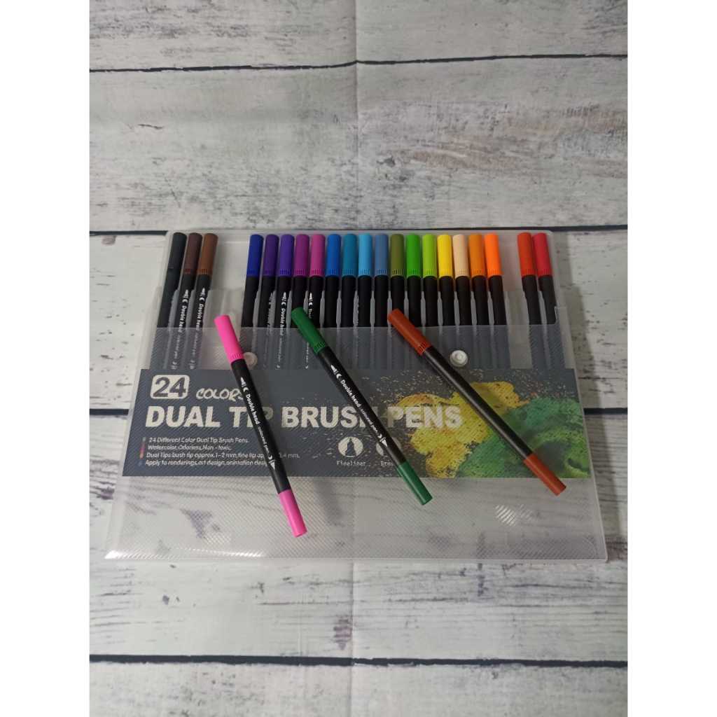 

Spidol Double Head Drawing Pen Fine Art Watercolor Set 24 Color - MKB - Multi-Color